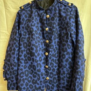 Stylish Blue Leopard Print Blazer